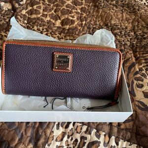 Dooney & Bourke Purple Pebble Leather zip around Wallet